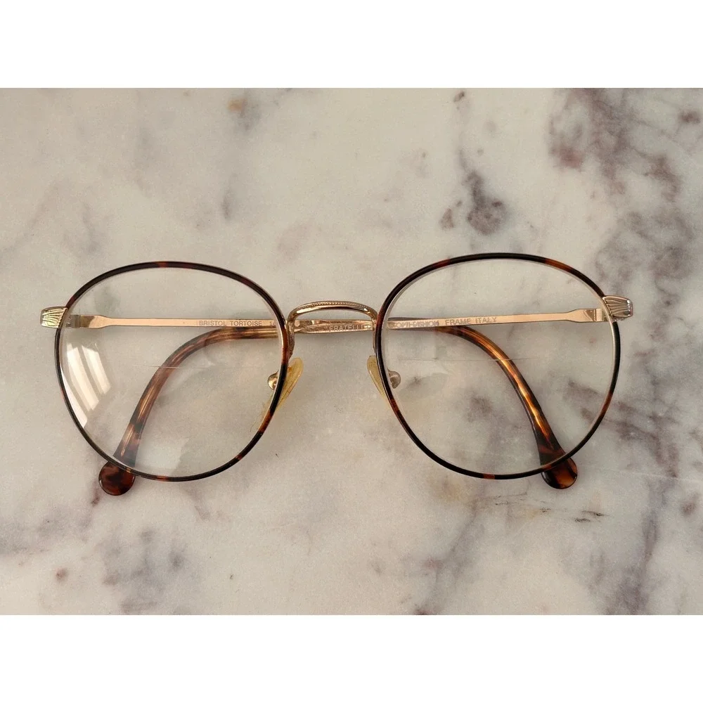 Fratelli Lozza Bristol Tortoise Gold Round Eyeglasses Frames Italy 53-20 140